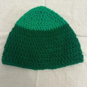 Green handmade‎ crochet beanie